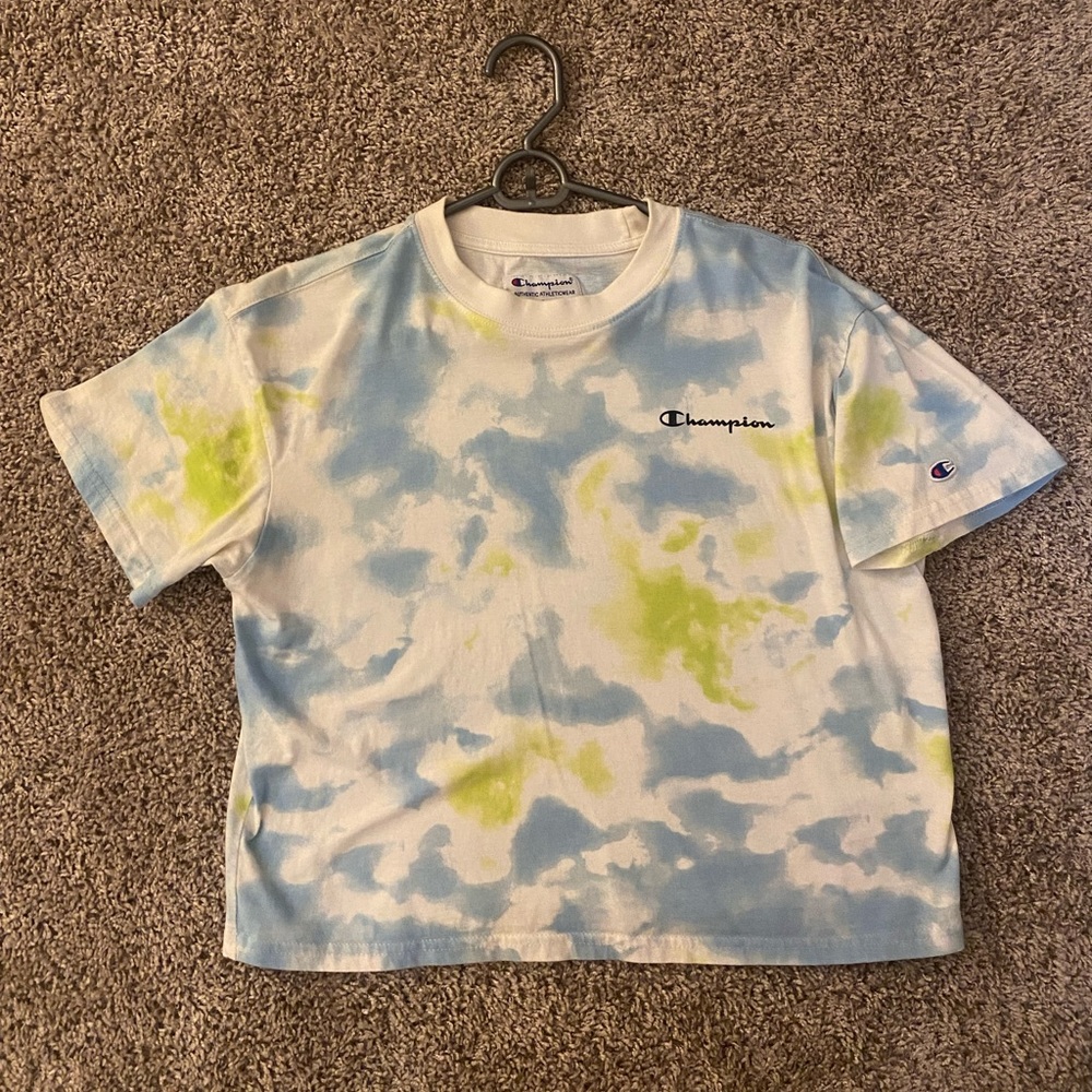 champion tie-dye crop top t shirt